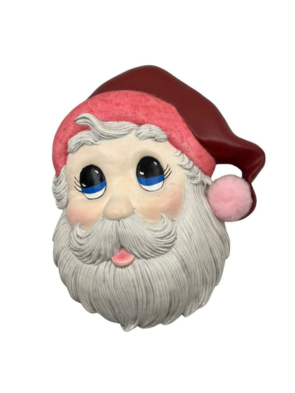 Santa Claus Hand Painted 13" Ceramic Vintage Wall Hanger Christmas Decoration